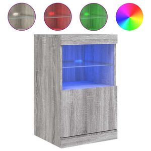 vidaXL Buffet avec lumi&egrave;res LED sonoma gris 41x37x67 cm