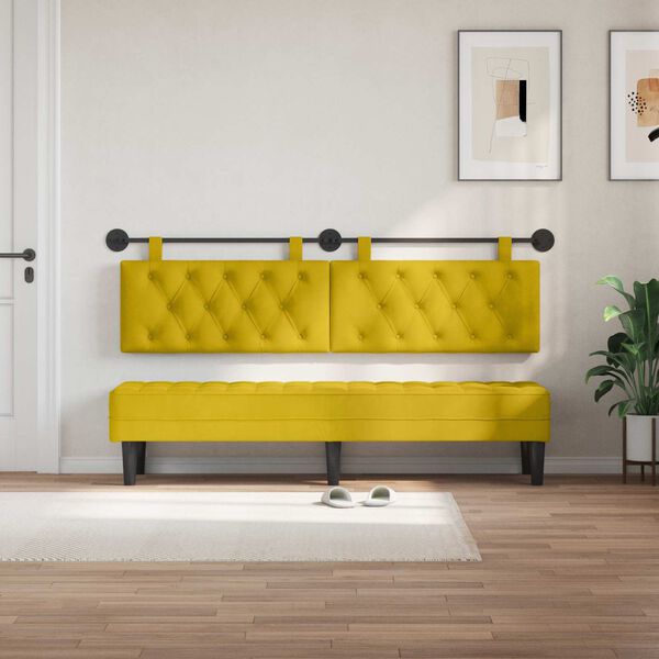 vidaXL T&ecirc;te de lit suspendue Jaune 170 x 55 x 7 cm Velours