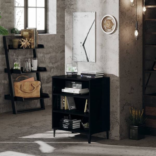 vidaXL Buffet noir brillant 57x35x70 cm bois d'ingénierie