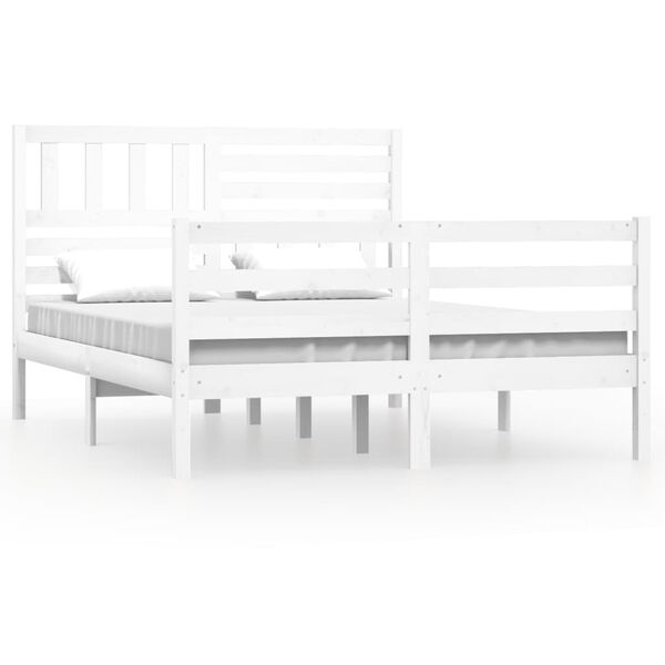 vidaXL Cadre de lit sans matelas blanc 150x200 cm bois massif