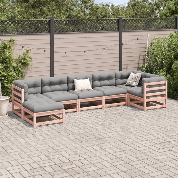 vidaXL Salon de jardin 7 pcs et coussins bois massif sapin de douglas