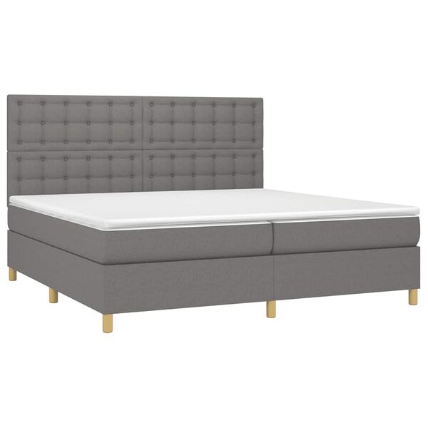 vidaXL Sommier &agrave; lattes de lit et matelas et LED Gris fonc&eacute; 200x200 cm