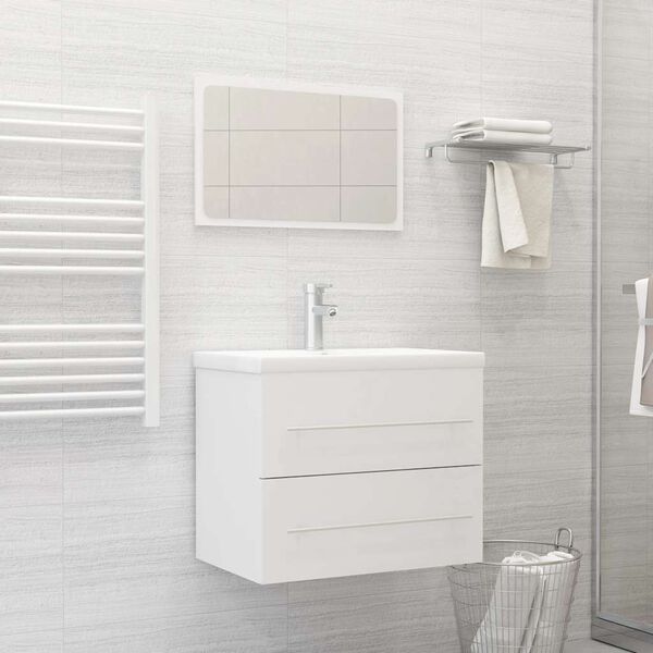 vidaXL Ensemble de meubles salle de bain 2 pcs blanc bois d'ing&eacute;nierie