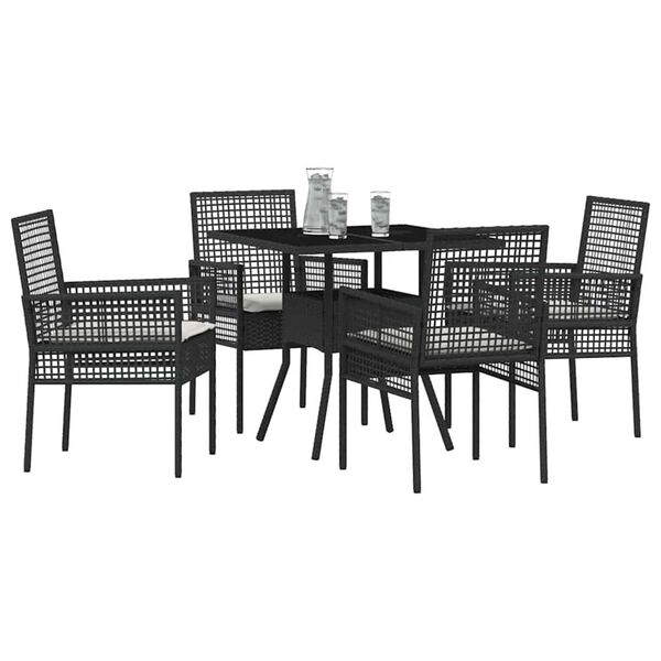 vidaXL Ensemble de salle à manger pour jardin 5 pcs Noir polyrotin