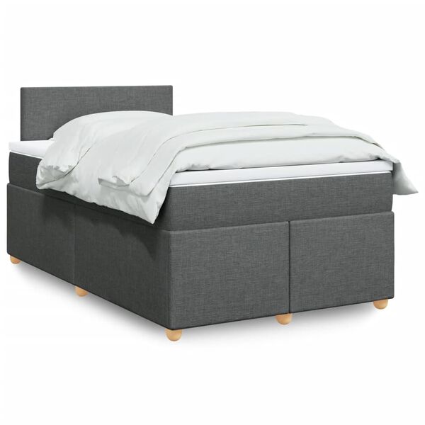 vidaXL Sommier &agrave; lattes de lit avec matelas Gris fonc&eacute; 120x200cm Tissu