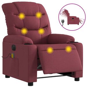 vidaXL Fauteuil de massage inclinable &eacute;lectrique Rouge bordeaux Tissu