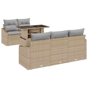 vidaXL Ensemble de canap&eacute; de jardin 6 pc Beige et Gris clair polyrotin