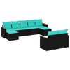 vidaXL Salon de jardin 9 pcs avec coussins noir r&eacute;sine tress&eacute;e