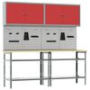 vidaXL Ensemble d'&eacute;tabli 8 pc Rouge et Gris Acier enduit de poudre