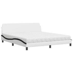 vidaXL Lit avec matelas Dover blanc et noir 180x200 cm similicuir