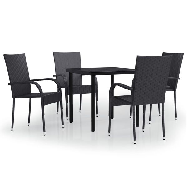 vidaXL Ensemble à manger de jardin 5 pcs Noir