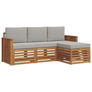 vidaXL Ensemble de canap&eacute;s d'ext&eacute;rieur 4 pcs Gris Naturel et Clair
