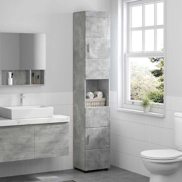vidaXL Ensemble d'armoire de salle de bain TULUM Gris b&eacute;ton