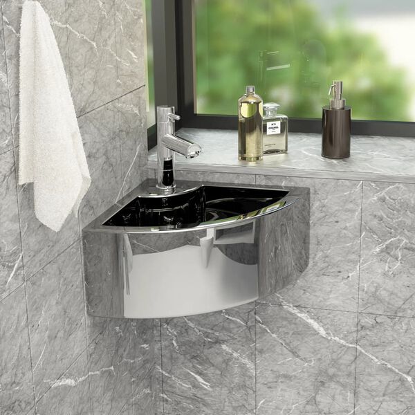 vidaXL Lavabo avec trop-plein 45x32x12,5 cm C&eacute;ramique Argent&eacute;