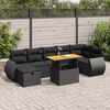 vidaXL Salon de jardin 5 pcs avec coussins noir r&eacute;sine tress&eacute;e acacia