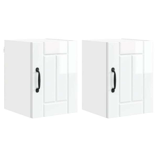 vidaXL Armoire de cuisine Lucca 2 pcs Blanc brillant 30 x 31 x 40 cm