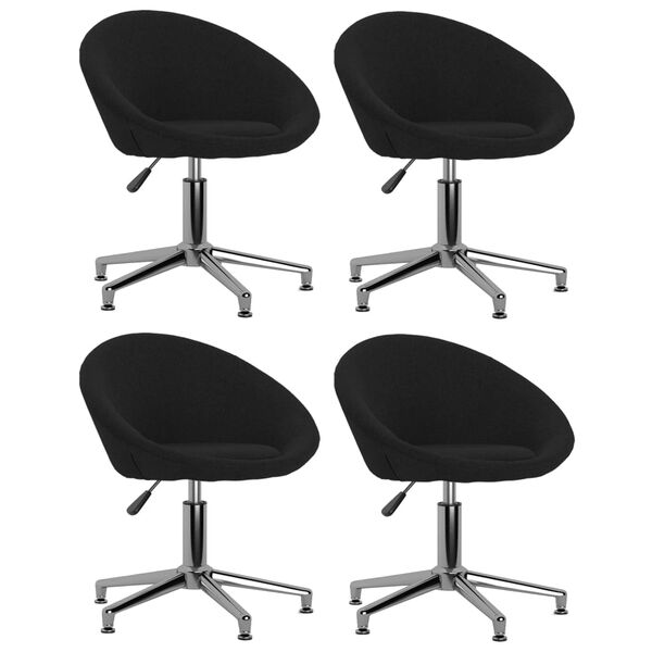 vidaXL Chaises pivotantes &agrave; manger lot de 4 noir tissu