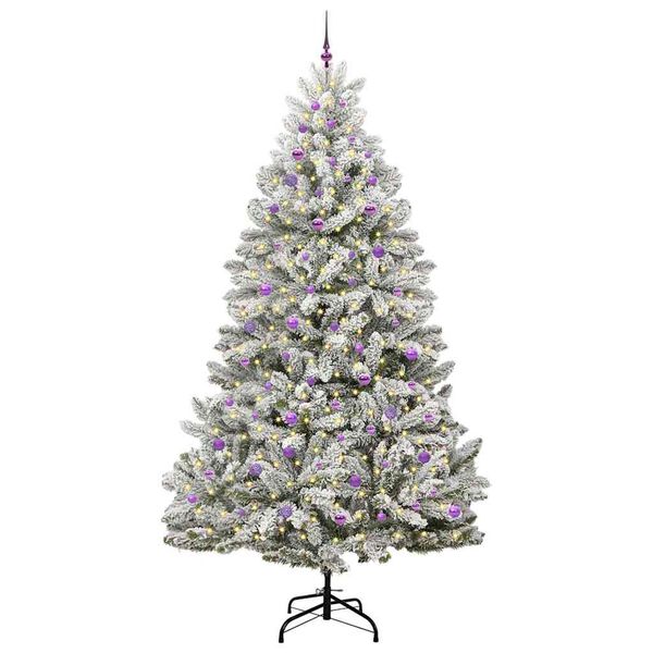 vidaXL Sapin de No&euml;l artificiel Vert et blanc 270 cm PVC et m&eacute;tal