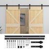 vidaXL Porte coulissante 2 pcs Naturel et noir Bois de pin massif