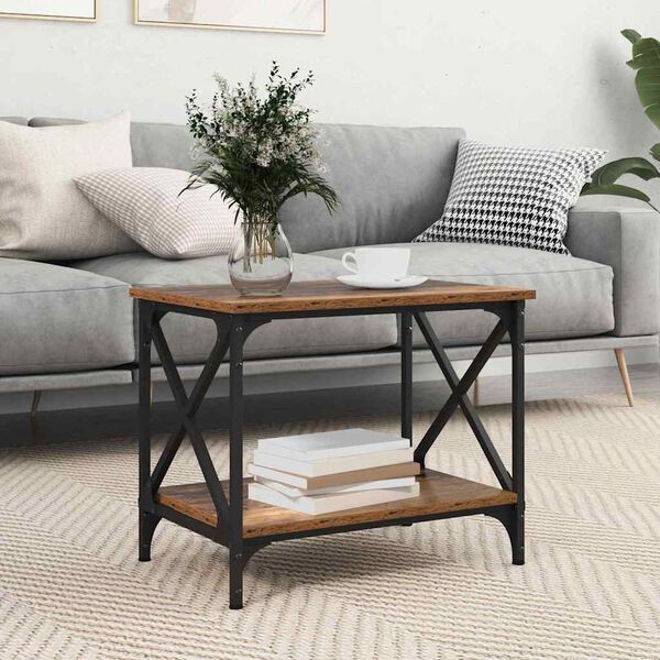 vidaXL Table d'appoint Bois ancien 55 x 38 x 45 cm Bois d'ingénierie