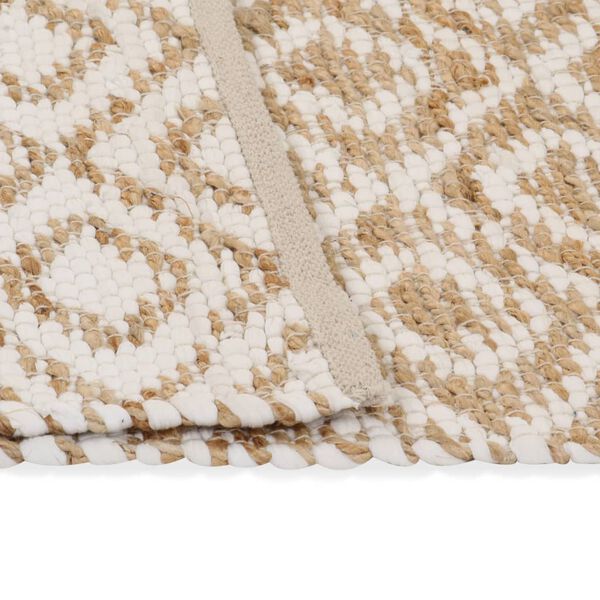 vidaXL Tapis tissé à la main Jute Tissu 120 x 180 cm Naturel et blanc