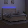 vidaXL Sommier &agrave; lattes de lit matelas et LED Cr&egrave;me 180x200 cm Tissu