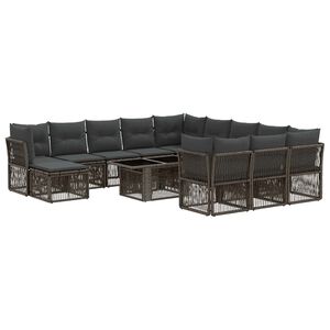 vidaXL Ensemble de canap&eacute; de jardin 13 pc Gris et Gris fonc&eacute; polyrotin