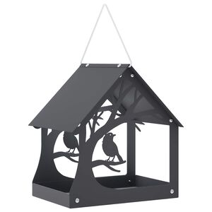 vidaXL Mangeoire &agrave; oiseaux suspendue Acier Anthracite