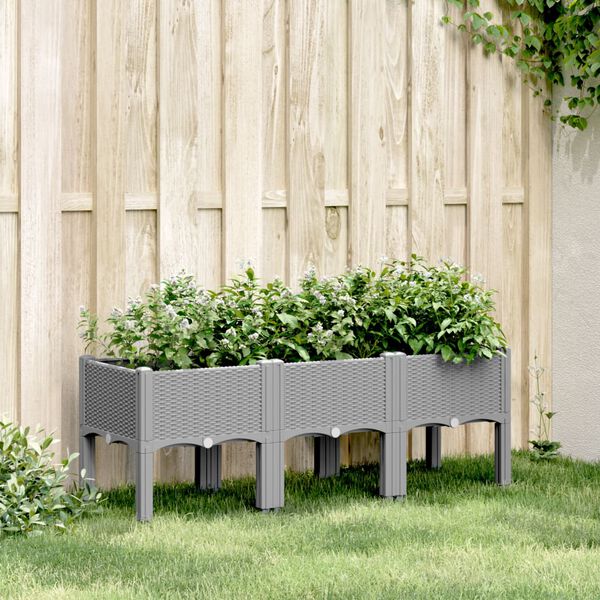 vidaXL Jardini&egrave;re avec pieds gris clair 120x40x42 cm PP