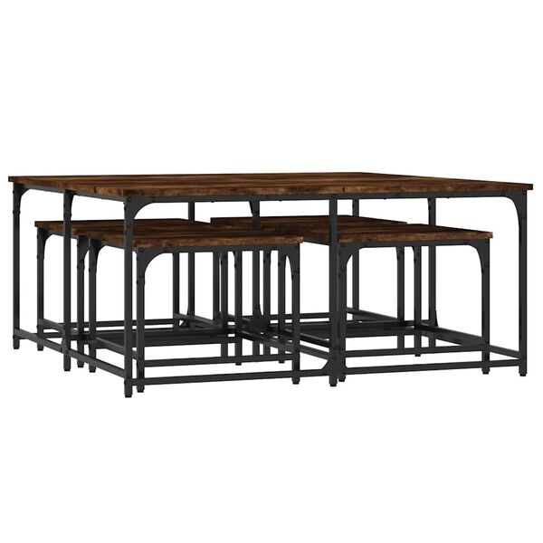 vidaXL Tables basses gigognes 5 pcs ch&ecirc;ne fum&eacute; bois d'ing&eacute;nierie