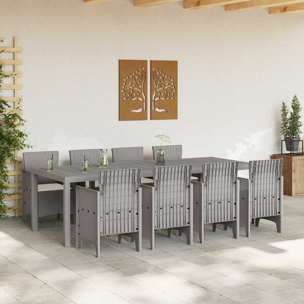 vidaXL Ensemble de salle à manger pour jardin 9 pcs Blanc Rattan Polt