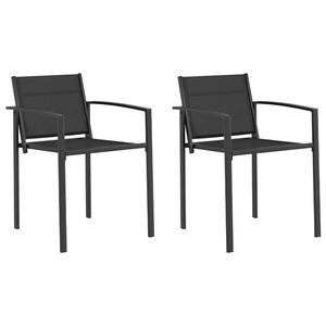 vidaXL Chaises de jardin 2 pc Noir et anthracite Tissu Textil&egrave;ne
