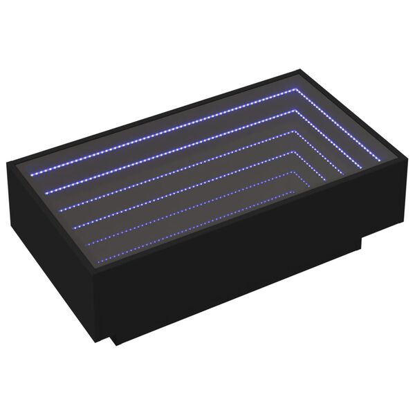 vidaXL Table basse avec LED noir 90x50x30 cm bois d'ing&eacute;nierie