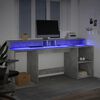 vidaXL Bureau et lumières LED gris béton 200x55x91cm bois d'ingénierie