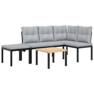 vidaXL Ensemble de banc de jardin avec coussins 4 pcs noir
