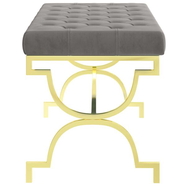 vidaXL Banc 99 cm Gris Velours et acier inoxydable