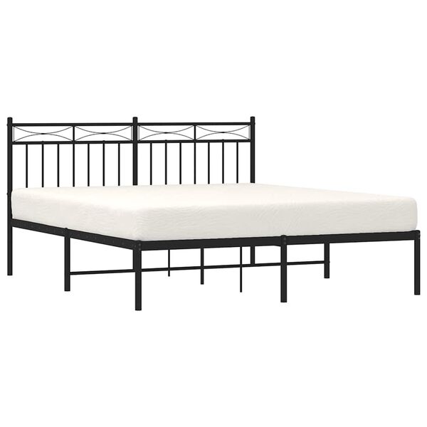 vidaXL Cadre de lit métal sans matelas avec tête de lit noir 150x200cm
