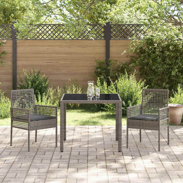 vidaXL Ensemble de salle &agrave; manger pour jardin 3 pcs Gris polyrotin
