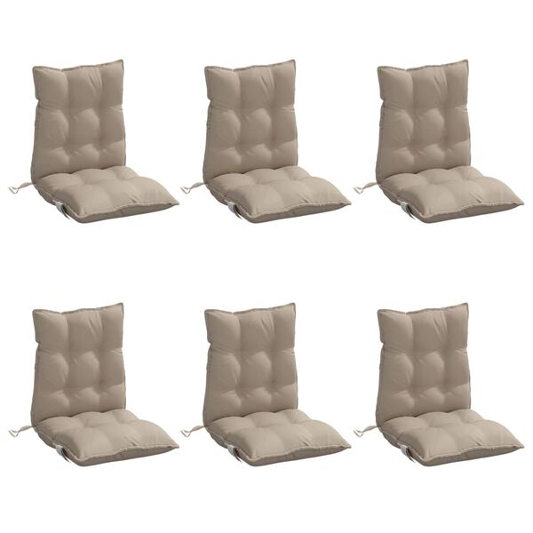 vidaXL Coussins de chaise &agrave; dossier bas lot de 6 taupe tissu oxford