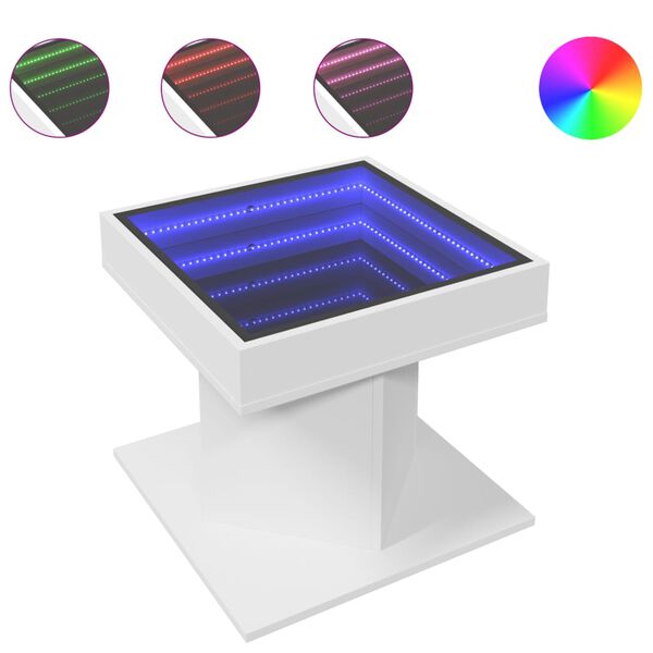 vidaXL Table basse avec LED blanc 50x50x45 cm bois d'ing&eacute;nierie