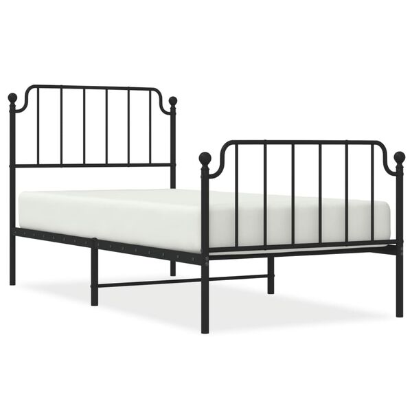 vidaXL Cadre de lit m&eacute;tal sans matelas avec pied de lit noir 90x200 cm