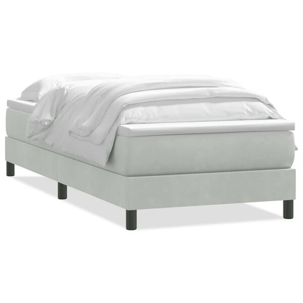 vidaXL Sommier &agrave; lattes de lit et matelas gris clair 80x210 cm velours