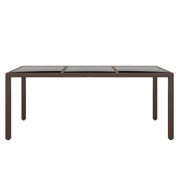 vidaXL Table de jardin 190x90x75 cm Verre trempé/résine tressée Marron