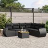 vidaXL Salon de jardin 7 pcs avec coussins noir r&eacute;sine tress&eacute;e