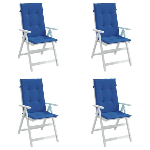 vidaXL Coussins de chaise de jardin &agrave; dossier haut lot de 4 bleu royal