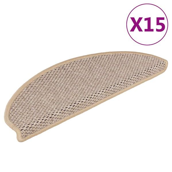 vidaXL Tapis d'escalier autocollants 15 pcs 65x21x4 cm Beige clair