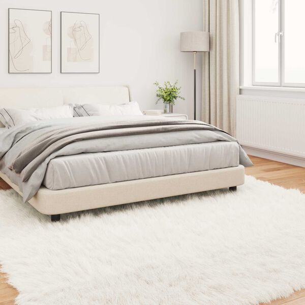 vidaXL Tapis en fausse Tafalla Blanc 200 x 200 cm Polyester
