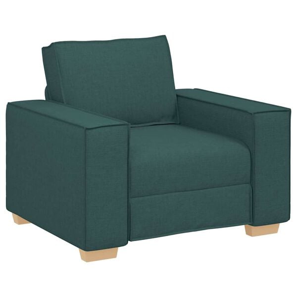 vidaXL Canap&eacute; 3 pcs Vert fonc&eacute; 220 x 80 x 84 cm Tissu en lin m&eacute;lang&eacute;