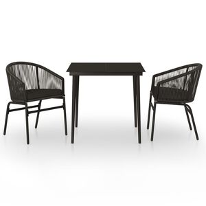 vidaXL Ensemble &agrave; manger de jardin 3 pcs Noir