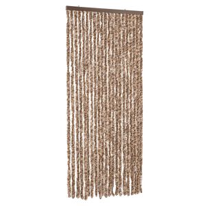 vidaXL Rideau anti-mouches beige et marron fonc&eacute; 90x200 cm chenille